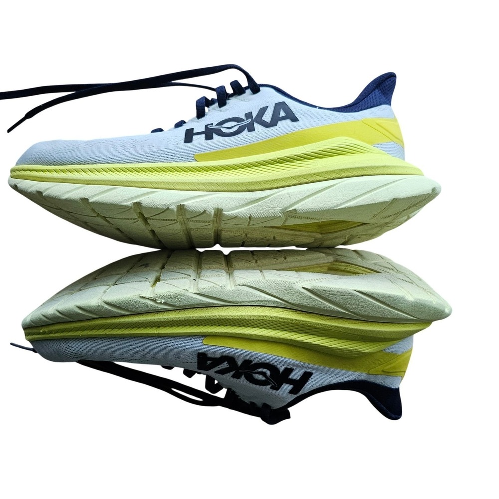 Hoka‎ One One Mach 4 Womens 8.5B Blue White Yellow Running Shoes 1113529 BFCT